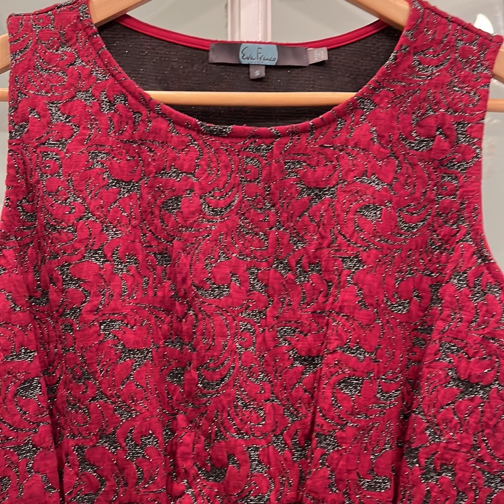 Anthropologie Eva Franco Sleeveless Pleated Peplum Burgundy and Metallic